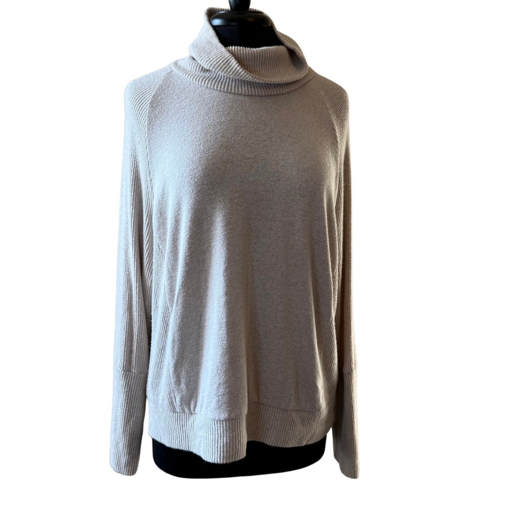 EVEREVE Cream Tan Turtleneck Sweater Size XL Ribbed